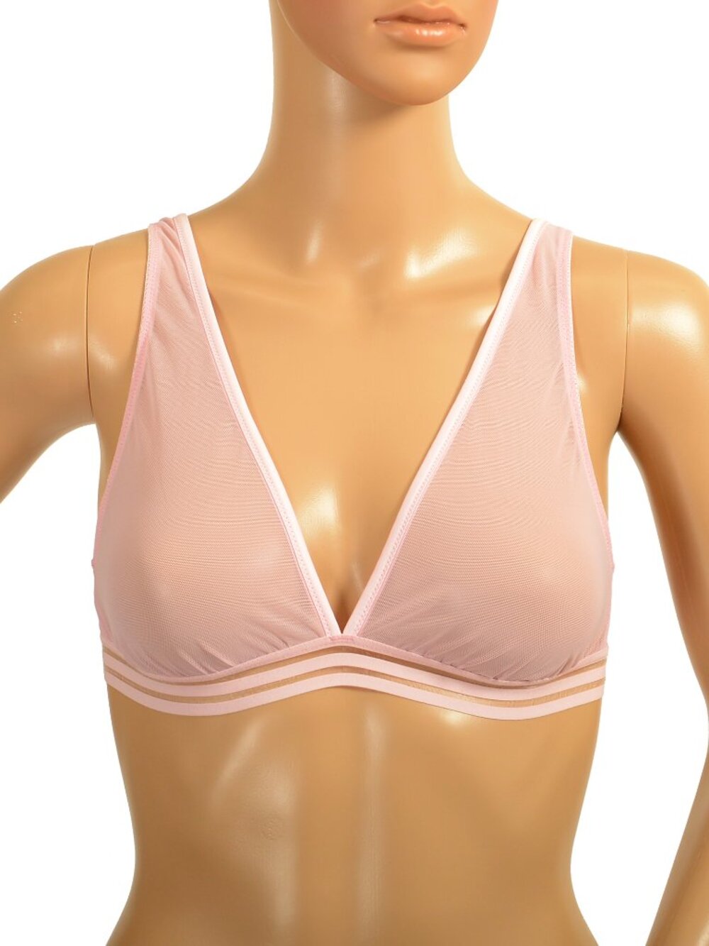 Hugo Boss Women's "Triangle Sheer" Pink See Through Bralette Bra US S IT 40